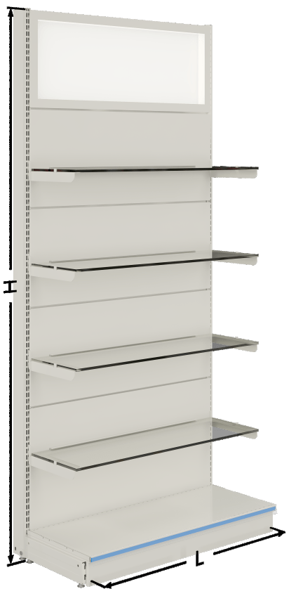 PHARMACY WALL UNIT CANOPY GLASS SHELF
